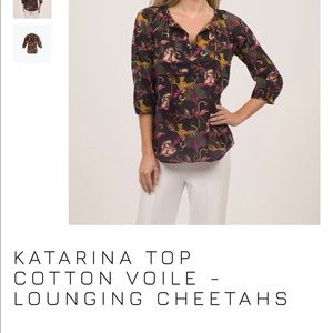Jude Connally Lounging Cheetahs Blouse, NWT Size L
